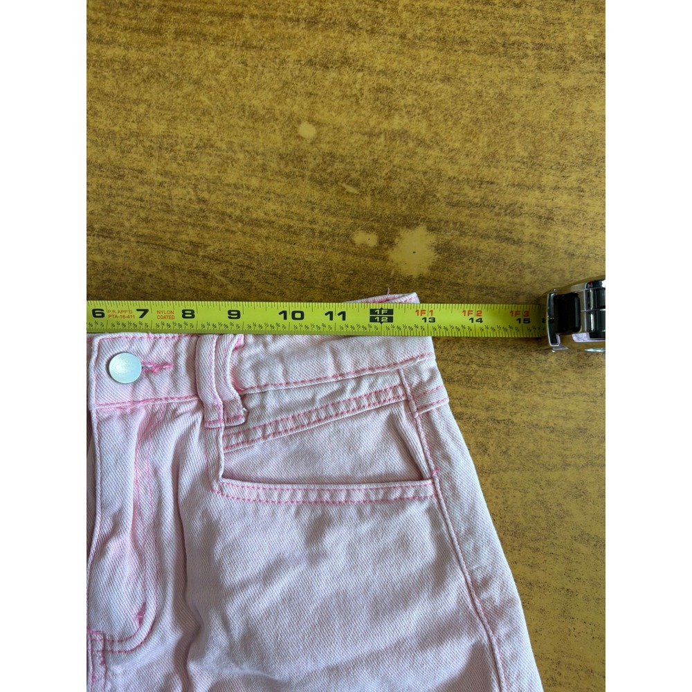 SHEIN Womens Pink High Waisted Frayed Raw Hem Denim Jean Shorts Size S 4 - Picture 4 of 5